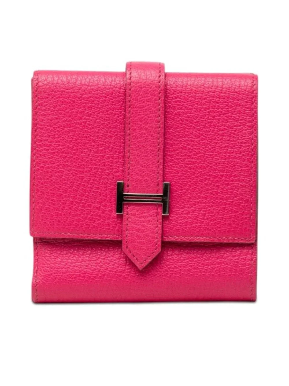 Hermes Bearn Recto Verso Trifold Wallet Rose Shocking Pink Chevre